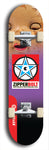 Skateboard deck: Limited edition, North American maple skateboard deck designed by underground artist BellyRash - available widths 7.5 to 8.5 inches in both mellow concave and steep concave shapes. Artwork: ZIPPERBOLT logo brand popsicle-shaped deck