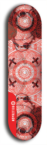 Skateboard deck: Limited edition, North American maple skateboard deck designed by underground artist BellyRash - available widths 7.5 to 8.5 inches in both mellow concave and steep concave shapes. Artwork: XOMFUG logo brand popsicle-shaped deck