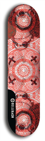 Skateboard deck: Limited edition, North American maple skateboard deck designed by underground artist BellyRash - available widths 7.5 to 8.5 inches in both mellow concave and steep concave shapes. Artwork: XOMFUG logo brand popsicle-shaped deck