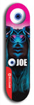 Skateboard deck: Limited edition, North American maple skateboard deck designed by underground artist BellyRash - available widths 7.5 to 8.5 inches in both mellow concave and steep concave shapes. Artwork: EYEBALL JOE logo brand popsicle-shaped deck 