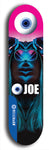 Skateboard deck: Limited edition, North American maple skateboard deck designed by underground artist BellyRash - available widths 7.5 to 8.5 inches in both mellow concave and steep concave shapes. Artwork: EYEBALL JOE logo brand popsicle-shaped deck 