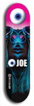 Skateboard deck: Limited edition, North American maple skateboard deck designed by underground artist BellyRash - available widths 7.5 to 8.5 inches in both mellow concave and steep concave shapes. Artwork: EYEBALL JOE logo brand popsicle-shaped deck 