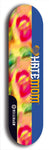 Skateboard deck: Limited edition, North American maple skateboard deck designed by underground artist BellyRash - available widths 7.5 to 8.5 inches in both mellow concave and steep concave shapes. Artwork: HATEMOM logo brand popsicle-shaped deck with varied backgrounds