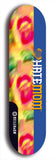 Skateboard deck: Limited edition, North American maple skateboard deck designed by underground artist BellyRash - available widths 7.5 to 8.5 inches in both mellow concave and steep concave shapes. Artwork: HATEMOM logo brand popsicle-shaped deck with varied backgrounds