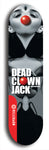 Skateboard deck: Limited edition, North American maple skateboard deck designed by underground artist BellyRash - available widths 7.5 to 8.5 inches in both mellow concave and steep concave shapes. Artwork: DEAD CLOWN JACK logo brand popsicle-shaped deck 