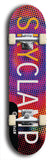 Limited edition, North American maple skateboard deck designed by underground artist BellyRash - available widths 7.5 to 8.5 inches in both mellow concave and steep concave shapes. Artwork: MEATBOOGER brand popsicle-shaped with large word logo on a multi-colored patterned background