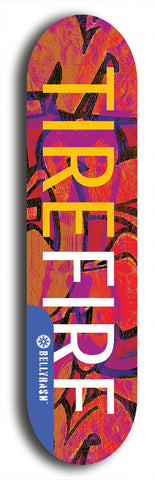 Limited edition, North American maple skateboard deck designed by underground artist BellyRash - available widths 7.5 to 8.5 inches in both mellow concave and steep concave shapes. Artwork: MEATBOOGER brand popsicle-shaped with large word logo on a multi-colored patterned background