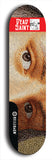 Skateboard deck: Limited edition, North American maple skateboard deck designed by underground artist BellyRash - available widths 7.5 to 8.5 inches in both mellow concave and steep concave shapes. Artwork: DEAD SAINT logo brand popsicle-shaped deck 