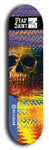 Skateboard deck: Limited edition, North American maple skateboard deck designed by underground artist BellyRash - available widths 7.5 to 8.5 inches in both mellow concave and steep concave shapes. Artwork: DEAD SAINT logo brand popsicle-shaped deck 