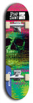 Skateboard deck: Limited edition, North American maple skateboard deck designed by underground artist BellyRash - available widths 7.5 to 8.5 inches in both mellow concave and steep concave shapes. Artwork: DEAD SAINT logo brand popsicle-shaped deck 