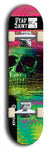 Skateboard deck: Limited edition, North American maple skateboard deck designed by underground artist BellyRash - available widths 7.5 to 8.5 inches in both mellow concave and steep concave shapes. Artwork: DEAD SAINT logo brand popsicle-shaped deck 