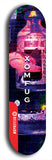 Skateboard deck: Limited edition, North American maple skateboard deck designed by underground artist BellyRash - available widths 7.5 to 8.5 inches in both mellow concave and steep concave shapes. Artwork: XOMFUG logo brand popsicle-shaped deck