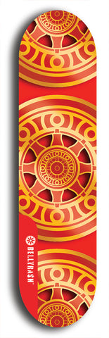 Skateboard deck: Limited edition, North American maple skateboard deck designed by underground artist BellyRash - available widths 7.5 to 8.5 inches in both mellow concave and steep concave shapes. Artwork: DHARMAMECHANIC logo brand popsicle-shaped deck 