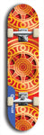 Skateboard deck: Limited edition, North American maple skateboard deck designed by underground artist BellyRash - available widths 7.5 to 8.5 inches in both mellow concave and steep concave shapes. Artwork: DHARMAMECHANIC logo brand popsicle-shaped deck 