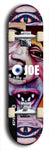 Skateboard deck: Limited edition, North American maple skateboard deck designed by underground artist BellyRash - available widths 7.5 to 8.5 inches in both mellow concave and steep concave shapes. Artwork: EYEBALL JOE logo brand popsicle-shaped deck 