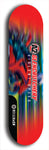 Skateboard deck: Limited edition, North American maple skateboard deck designed by underground artist BellyRash -- available in widths 7.5 to 8.5 inches in both mellow concave and steep concave shapes. Artwork: A2 GLENCRUTCHERY brand popsicle-shaped skateboard deck with  racing motorcycle from the TT race