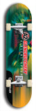 Skateboard deck: Limited edition, North American maple skateboard deck designed by underground artist BellyRash -- available in widths 7.5 to 8.5 inches in both mellow concave and steep concave shapes. Artwork: A2 GLENCRUTCHERY brand popsicle-shaped skateboard deck with  racing motorcycle from the TT race