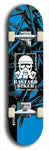 Skateboard deck: Limited edition, North American maple skateboard deck designed by underground artist BellyRash - available widths 7.5 to 8.5 inches in both mellow concave and steep concave shapes. Artwork: BASTARD BIKER logo brand popsicle-shaped deck with mechanical design in background