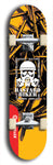 Skateboard deck: Limited edition, North American maple skateboard deck designed by underground artist BellyRash - available widths 7.5 to 8.5 inches in both mellow concave and steep concave shapes. Artwork: BASTARD BIKER logo brand popsicle-shaped deck with mechanical design in background