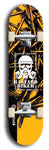 Skateboard deck: Limited edition, North American maple skateboard deck designed by underground artist BellyRash - available widths 7.5 to 8.5 inches in both mellow concave and steep concave shapes. Artwork: BASTARD BIKER logo brand popsicle-shaped deck with mechanical design in background