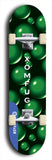 Skateboard deck: Limited edition, North American maple skateboard deck designed by underground artist BellyRash - available widths 7.5 to 8.5 inches in both mellow concave and steep concave shapes. Artwork: XOMFUG logo brand popsicle-shaped deck