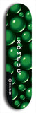 Skateboard deck: Limited edition, North American maple skateboard deck designed by underground artist BellyRash - available widths 7.5 to 8.5 inches in both mellow concave and steep concave shapes. Artwork: XOMFUG logo brand popsicle-shaped deck