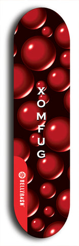 Skateboard deck: Limited edition, North American maple skateboard deck designed by underground artist BellyRash - available widths 7.5 to 8.5 inches in both mellow concave and steep concave shapes. Artwork: XOMFUG logo brand popsicle-shaped deck