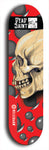 Skateboard deck: Limited edition, North American maple skateboard deck designed by underground artist BellyRash - available widths 7.5 to 8.5 inches in both mellow concave and steep concave shapes. Artwork: DEAD SAINT logo brand popsicle-shaped deck 