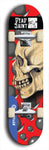 Skateboard deck: Limited edition, North American maple skateboard deck designed by underground artist BellyRash - available widths 7.5 to 8.5 inches in both mellow concave and steep concave shapes. Artwork: DEAD SAINT logo brand popsicle-shaped deck 