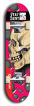 Skateboard deck: Limited edition, North American maple skateboard deck designed by underground artist BellyRash - available widths 7.5 to 8.5 inches in both mellow concave and steep concave shapes. Artwork: DEAD SAINT logo brand popsicle-shaped deck 