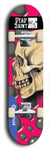 Skateboard deck: Limited edition, North American maple skateboard deck designed by underground artist BellyRash - available widths 7.5 to 8.5 inches in both mellow concave and steep concave shapes. Artwork: DEAD SAINT logo brand popsicle-shaped deck 
