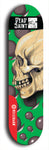 Skateboard deck: Limited edition, North American maple skateboard deck designed by underground artist BellyRash - available widths 7.5 to 8.5 inches in both mellow concave and steep concave shapes. Artwork: DEAD SAINT logo brand popsicle-shaped deck 