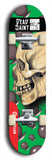 Skateboard deck: Limited edition, North American maple skateboard deck designed by underground artist BellyRash - available widths 7.5 to 8.5 inches in both mellow concave and steep concave shapes. Artwork: DEAD SAINT logo brand popsicle-shaped deck 