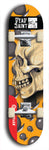 Skateboard deck: Limited edition, North American maple skateboard deck designed by underground artist BellyRash - available widths 7.5 to 8.5 inches in both mellow concave and steep concave shapes. Artwork: DEAD SAINT logo brand popsicle-shaped deck 