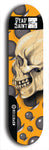 Skateboard deck: Limited edition, North American maple skateboard deck designed by underground artist BellyRash - available widths 7.5 to 8.5 inches in both mellow concave and steep concave shapes. Artwork: DEAD SAINT logo brand popsicle-shaped deck 