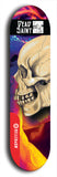 Skateboard deck: Limited edition, North American maple skateboard deck designed by underground artist BellyRash - available widths 7.5 to 8.5 inches in both mellow concave and steep concave shapes. Artwork: DEAD SAINT logo brand popsicle-shaped deck 