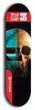 Skateboard deck: Limited edition, North American maple skateboard deck designed by underground artist BellyRash - available widths 7.5 to 8.5 inches in both mellow concave and steep concave shapes. Artwork: DEAD SAINT logo brand popsicle-shaped deck 