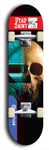 Skateboard deck: Limited edition, North American maple skateboard deck designed by underground artist BellyRash - available widths 7.5 to 8.5 inches in both mellow concave and steep concave shapes. Artwork: DEAD SAINT logo brand popsicle-shaped deck 