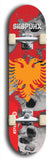 Skateboard deck: Limited edition, North American maple skateboard deck designed by underground artist BellyRash - available widths 7.5 to 8.5 inches in both mellow concave and steep concave shapes. Artwork: SK8PUNX logo brand popsicle-shaped deck