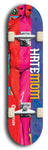 Skateboard deck: Limited edition, North American maple skateboard deck designed by underground artist BellyRash - available widths 7.5 to 8.5 inches in both mellow concave and steep concave shapes. Artwork: HATEMOM logo brand popsicle-shaped deck with varied backgrounds