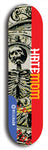 Skateboard deck: Limited edition, North American maple skateboard deck designed by underground artist BellyRash - available widths 7.5 to 8.5 inches in both mellow concave and steep concave shapes. Artwork: HATEMOM logo brand popsicle-shaped deck