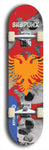 Skateboard deck: Limited edition, North American maple skateboard deck designed by underground artist BellyRash - available widths 7.5 to 8.5 inches in both mellow concave and steep concave shapes. Artwork: SK8PUNX logo brand popsicle-shaped deck