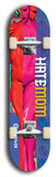 Skateboard deck: Limited edition, North American maple skateboard deck designed by underground artist BellyRash - available widths 7.5 to 8.5 inches in both mellow concave and steep concave shapes. Artwork: HATEMOM logo brand popsicle-shaped deck with varied backgrounds