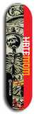 Skateboard deck: Limited edition, North American maple skateboard deck designed by underground artist BellyRash - available widths 7.5 to 8.5 inches in both mellow concave and steep concave shapes. Artwork: HATEMOM logo brand popsicle-shaped deck