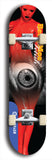 Skateboard deck: Limited edition, North American maple skateboard deck designed by underground artist BellyRash - available widths 7.5 to 8.5 inches in both mellow concave and steep concave shapes. Artwork: BETTYMOE FETISH logo brand popsicle-shaped deck with shiny erotic red female body with giant eyeball in background