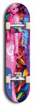 Skateboard deck: Limited edition, North American maple skateboard deck designed by underground artist BellyRash - available widths 7.5 to 8.5 inches in both mellow concave and steep concave shapes. Artwork: BETTYMOE FETISH logo brand popsicle-shaped deck with two shapely erotic plastic women pressed together in bkgd