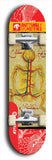 Skateboard deck: Limited edition, North American maple skateboard deck designed by underground artist BellyRash -- available in widths 7.5 to 8.5 inches in both mellow concave and steep concave shapes. Artwork: BUTTUGLY MONSTERS brand popsicle-shaped skateboard deck with monster in background.