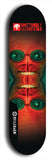 Skateboard deck: Limited edition, North American maple skateboard deck designed by underground artist BellyRash -- available in widths 7.5 to 8.5 inches in both mellow concave and steep concave shapes. Artwork: BUTTUGLY MONSTERS brand popsicle-shaped skateboard deck with monster in background. 