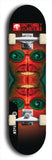 Skateboard deck: Limited edition, North American maple skateboard deck designed by underground artist BellyRash -- available in widths 7.5 to 8.5 inches in both mellow concave and steep concave shapes. Artwork: BUTTUGLY MONSTERS brand popsicle-shaped skateboard deck with monster in background. 