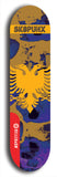 Skateboard deck: Limited edition, North American maple skateboard deck designed by underground artist BellyRash - available widths 7.5 to 8.5 inches in both mellow concave and steep concave shapes. Artwork: SK8PUNX logo brand popsicle-shaped deck